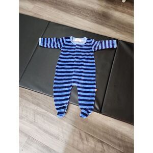 magnificent baby winter sleeper blue and navy 9 month velour footie magnetic